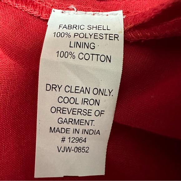 3 Piece Set Red Gold Karta Tunic Thigh Slit Matching Vest and Scarf 32 34 US 2 4 - Picture 13 of 16